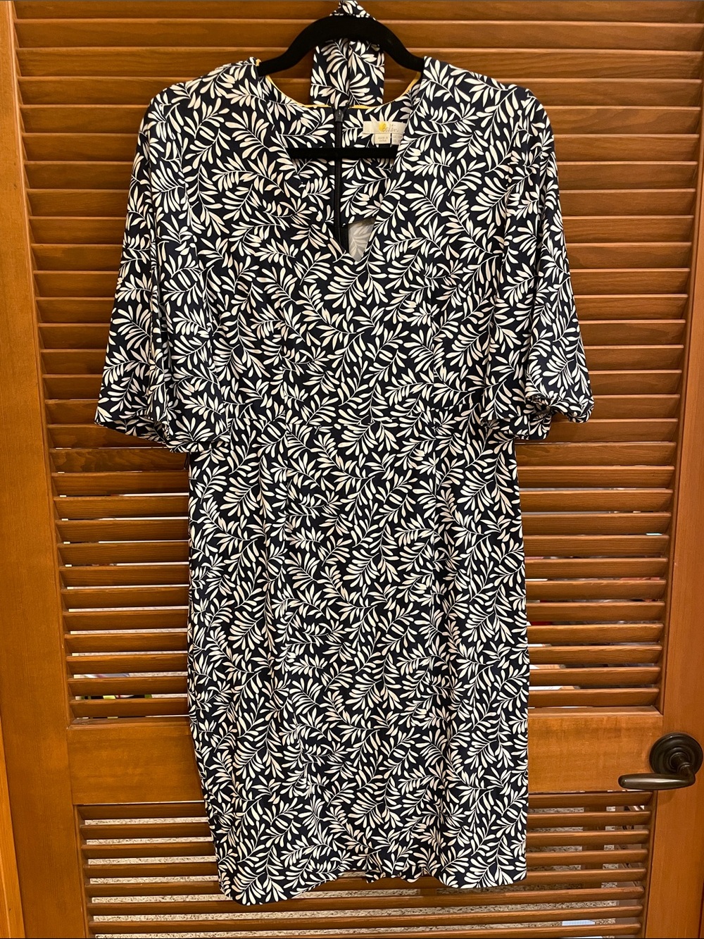 Boden Ines Kimono Dress - Navy & White Leaf-Print Women's Dress US 8